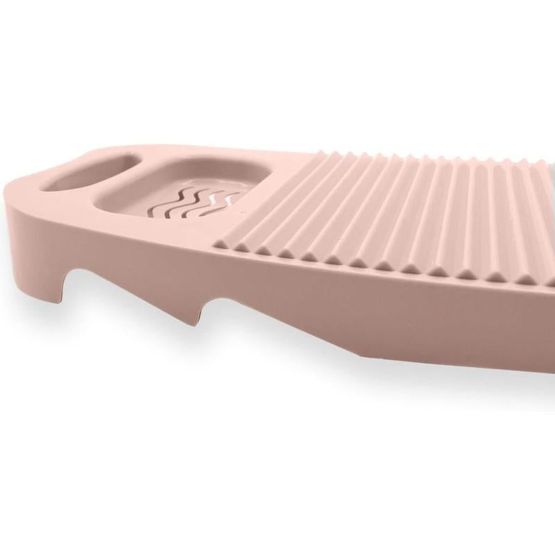 Wash Board, Washboard for Hand Washing Clothes, Plastics Laundry Scrub Board Household with Holder Portable (A-Light Pink)