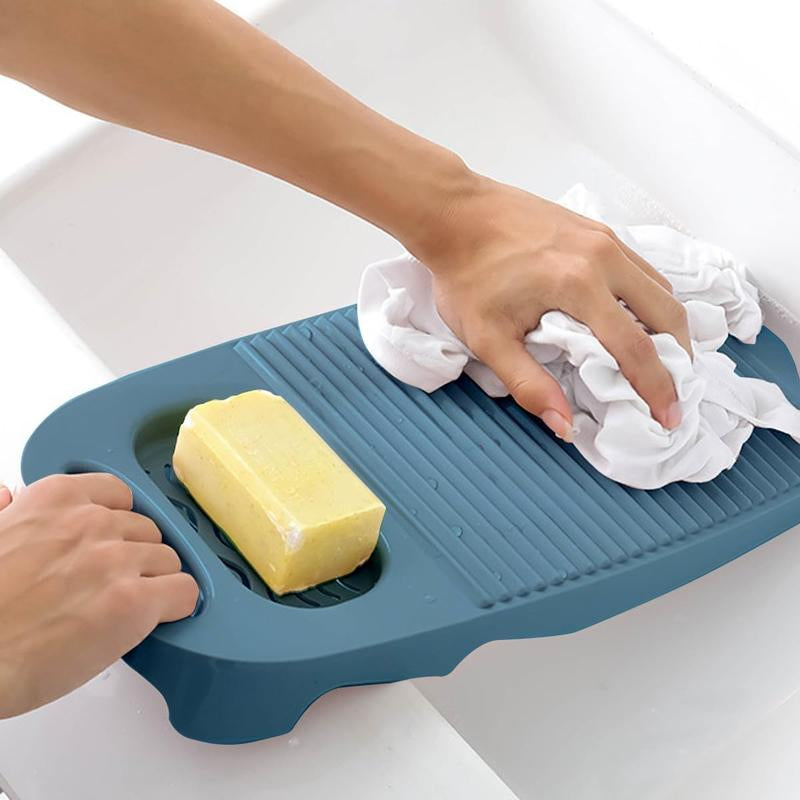 Wash Board, Washboard for Hand Washing Clothes, Plastics Laundry Scrub Board Household with Holder Portable (A-Light Pink)